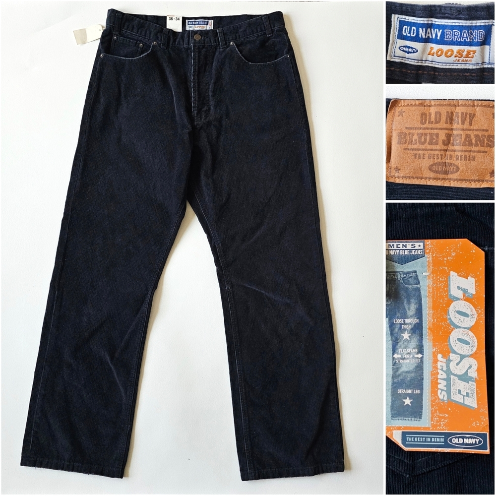 Vintage Y2K Old Navy Loose Fit Corduroy Pants – Men’s 36x34 – NWT – Dark Navy